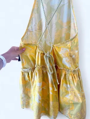 Free People Deserted Island Mini Dress Yellow Combo XS thumbnail 5