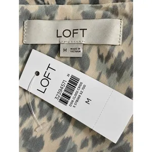 LOFT Leopard Print Metallic Chiffon Tiered Mini Dress Puff Sleeve NWT M thumbnail 6