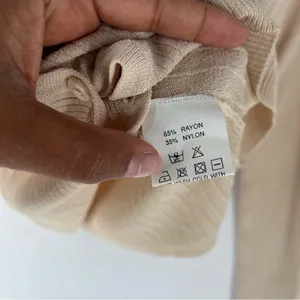 DKLA Beige Stretch Knit Ribbed Long Sleeve V-Neck‎ Button Front Cardigan Size M thumbnail 7