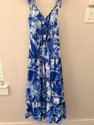 Francesca's Blue Floral Maxi Dress thumbnail 3