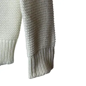Nasty Gal Sweater Women Small Ivory Waffle Knit Mock Neck‎ Oversize Pullover thumbnail 5