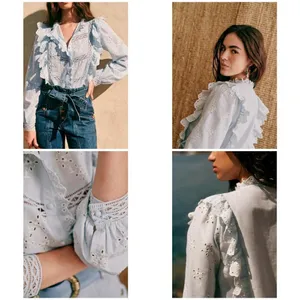 Sézane 💕💕 Irma Shirt ~ Light Blue/Ecru FR 34 = US 2 thumbnail 9