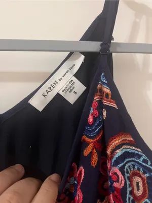 Karen Kane Navy Embroidered Spaghetti-Strap Maxi Dress thumbnail 4