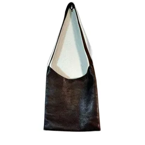 Brown Pebbled Leather Hobo Shoulder Bag The Sak Minimalist Zip Pocket Purse Y2K thumbnail 8