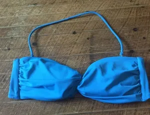Victoria’s Secret L twisted front blue halter swim top thumbnail 1