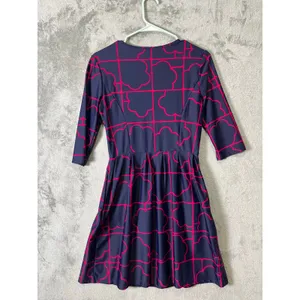 Jude Connally Navy Pink Geometric Print Fit & Flare Dress Preppy Mod Classic‎ XS thumbnail 3