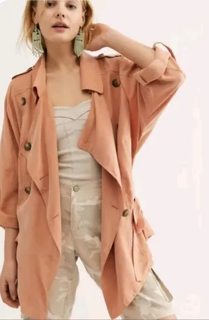 Free People The Lea Jacket Double Breasted Women's cupro lightweight pink thumbnail 1