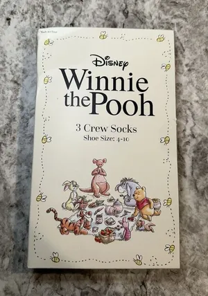 New Disney Winnie the Pooh Women's Graphic Crew‎ Socks, 3 Pack, Sizes 4-10 thumbnail 1