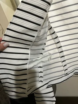 Dynamite Women’s White Striped Blazer with Faux Zipper Pockets thumbnail 3