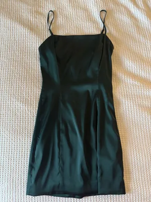 Aritzia Sunday Best Dress Mini Satin Green thumbnail 3