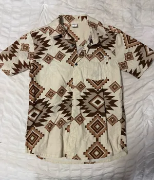 Vintage Aztec Pattern Button Up Brown thumbnail 1