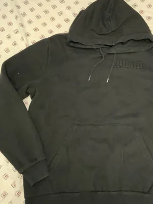 Women's Puma Black Hoodie Large Pullover Logo Pockets Long Sleeve Drawstring thumbnail 1