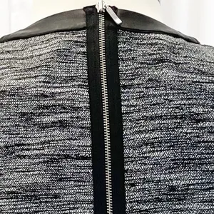 Madewell Womens 10 Anywhere Dress Mini Skater Black White Tweed Faux Leather‎ thumbnail 8