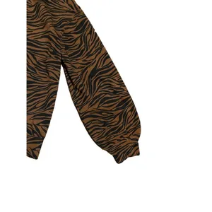 Monrow Zebra Full Sleeve Sweatshirt in Caramel sz Large‎ thumbnail 7