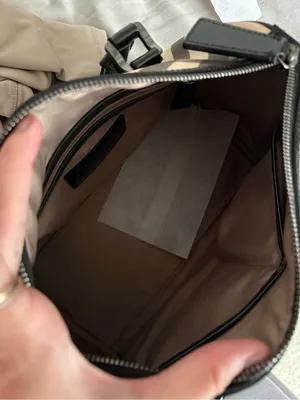 Burberry Beige Check Satchel with Black Patent Handles thumbnail 4