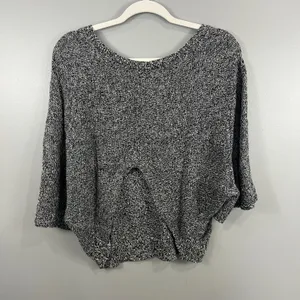 Free People Sweater Womens S Black Good Linen Blend Marled Open Back Dolman thumbnail 5