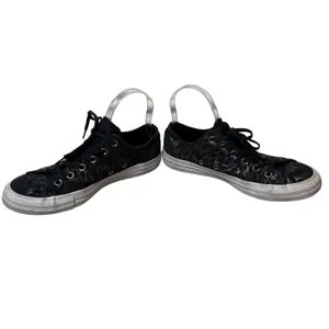 Converse All Star Low Top Sneaker Black Metallic Sparkle Women's Size 8 Grunge‎ thumbnail 3