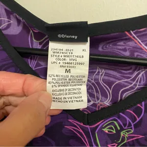 Disney Villains Womens Purple Print Scrubs Scrub Top M Medium Bust 40” thumbnail 4