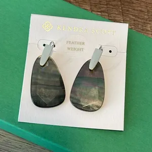 Kendra Scott Womens‎ Marty Mother-of-Pearl Drop Earrings Silver Black OS NWT thumbnail 4