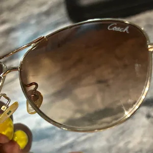 Coach Gold Frame Sunglasses with Brown Lenses lens has scratches price reflected thumbnail 5