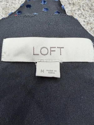 Loft Velvet Floral Swiss Dot Wide Strap V-Neck Tank Top Medium M Black Red Blue thumbnail 4