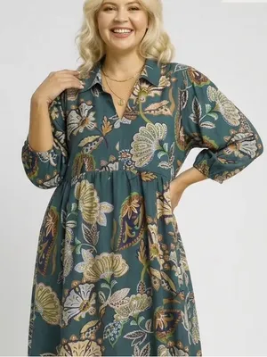 New!Umgee Plus Size Boho Paisley Lined Tiered Midi Dress Size 1X thumbnail 7