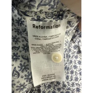 Reformation Adeline Byron Floral Paisley Short Sleeve Blouse Size Large - READ thumbnail 4