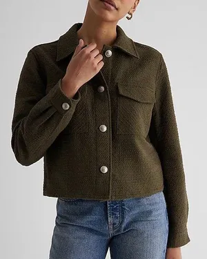 Express Tweed Novelty Button Cropped Shacket thumbnail 2