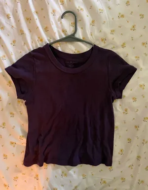 Brandy Melville burgundy cotton baby tee thumbnail 1
