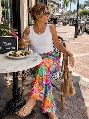 Lauren Ralph Lauren Womens Palazzo Pants 1X Tropical Floral Wide Leg Resort thumbnail 5