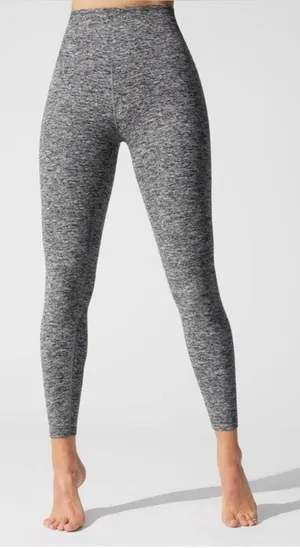 Beyond Yoga Heathered grey space dye leggings, size S Made in USA athletic gym thumbnail 1