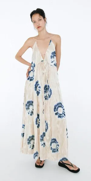 ZARA dress maxi oversize fit boho flogger prints casual summer vacation wedding thumbnail 12