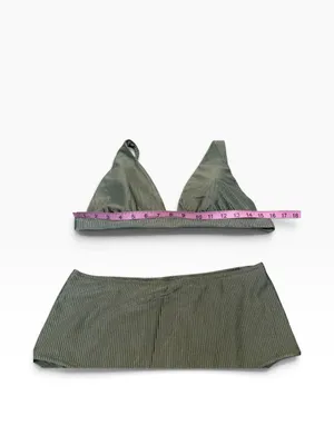 AERIE green shine rib high waisted cheeky bikini thumbnail 2