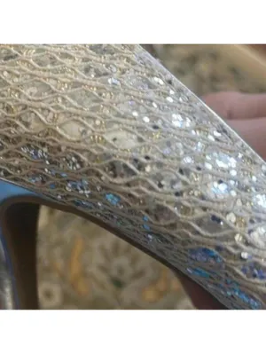 Audrey Brooke Silver Metallic Peep Toe Platform Heel Cocktail Wedding Prom thumbnail 11