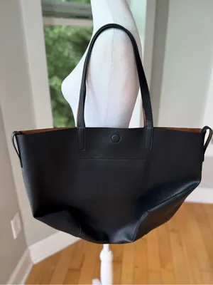 Source Unknown Black Pebbled Vegan Leather Oversized Tote Shoulder Bag thumbnail 5