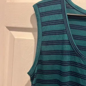 Old Navy Womens Large Tall Teal Striped Sleeveless Pocket T-Shirt Dress Rayon thumbnail 5