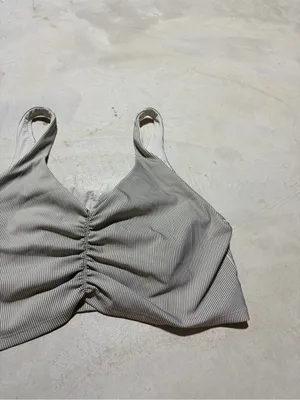 Aerie offline Ruched Front Striped cropped tank top built in bra XXL thumbnail 3