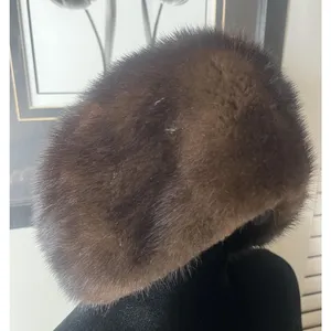 Vintage Genuine Mink Fur Hat Lined Women's Pill Box Style thumbnail 2
