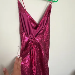 Lena Hot Pink Sequin Mini‎ Dress with Lace up Back - Size M thumbnail 9