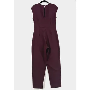 ASOS Burgundy Lace Jumpsuit Women US 6 Crochet Mesh Bodice Tapered Leg Formal thumbnail 2