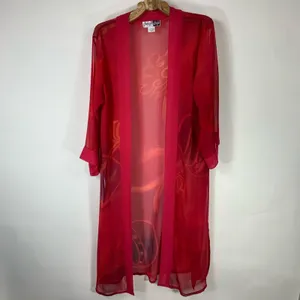 Pink Sheer Swim Coverup Caftan Art To Wear Boho Glam Sz Medium thumbnail 5