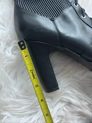 Sam Edelman Skylar Black Zipper Block Heel Ankle Boots with Lace-up detail size thumbnail 7