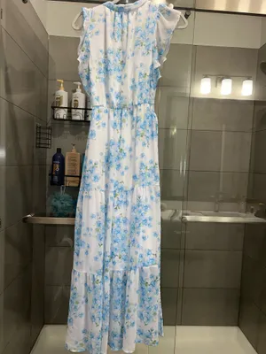 Long Floral Dress White Size XS thumbnail 2