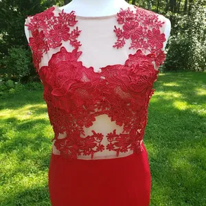CQ by CQ size medium M Red Mermaid Prom Dress Lace Mesh floral bodice thumbnail 4