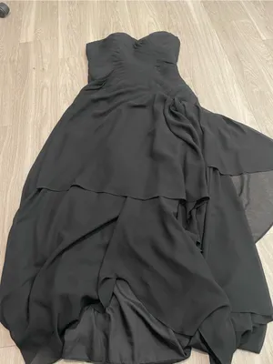 Strapless Black Chiffon Prom Dress Size M thumbnail 1