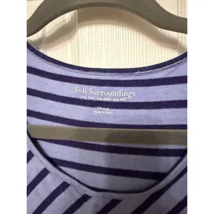 Soft Surroundings Blue Striped Sleeveless Asymmetrical‎ Tulip Maxi Dress XS thumbnail 5