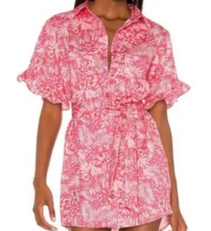 Revolve Lovers and Friends Pink Floral Juliet Mini Shirt Dress Sz.S thumbnail 3