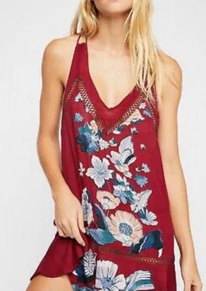 Free People Red Floral Dress thumbnail 1