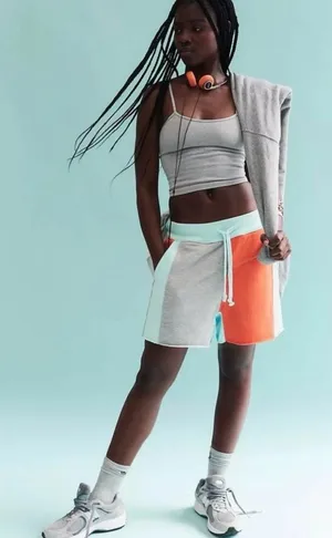 NWT Free People Piece Of Me Color-block Shorts in Heather Grey Combo thumbnail 1