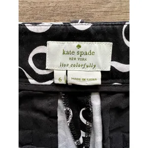 Kate Spade Women's Pants‎ Crop Bow Print Black White 6 thumbnail 3